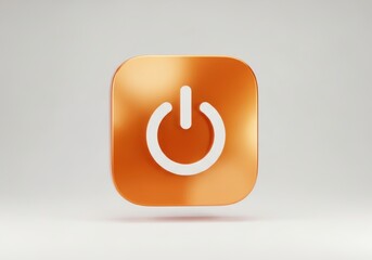Orange power button icon isolated on white background