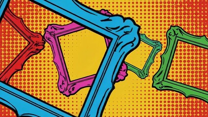 Colorful Pop Art Frames Moving Empty Picture Borders Comic Background Loop