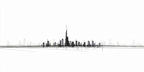 Fototapeta premium Abstract skyline art creation urban environment digital artwork minimalist viewpoint modern concept