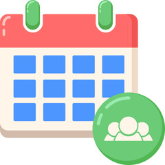 Calendar Icon with People, meeting vector icon