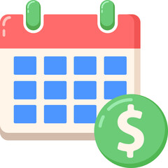 Calendar with Dollar Sign Icon, payday calendar icon