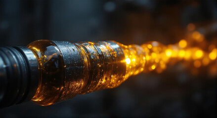 Screw Threads Gleaming with Liquid Coating Industrial Precision