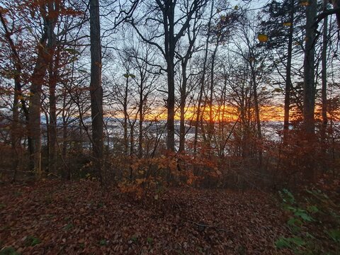 Hochnebel und Sonnenuntergang beim Uetliberg. Der Uetliberg ist der Hausberg von Z&uuml;rich und ein beliebtes Naherholungsgebiet.