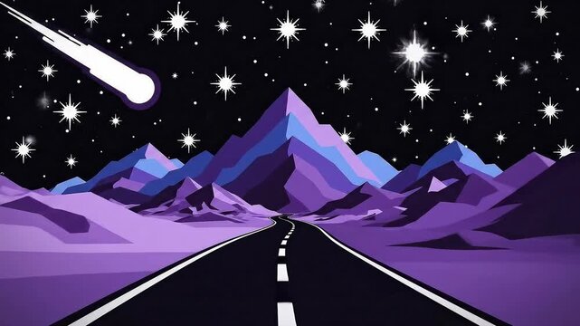 Driving Under A Shooting Star Through The Purple Mountains