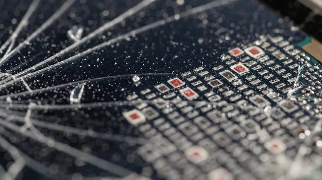 Gritty Stop-Motion: Damaged Smartphone Screen Texture Reveals Digital Decay