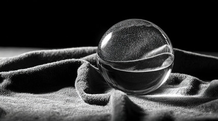 psychic. A crystal ball glows softly on a velvet cloth in a dark room. wellbeing guides, coaching materials, designed for mental health education and mindfulness programs, used by data scientists.
