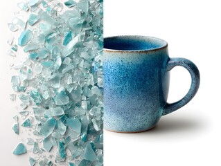 Recycling shared of glass to new aesthetic mug