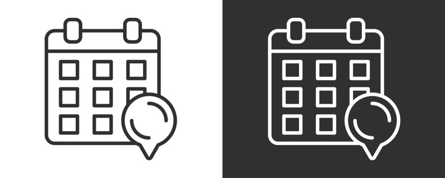 Calendar Icon Set Vector Collection Isolated In Black And White