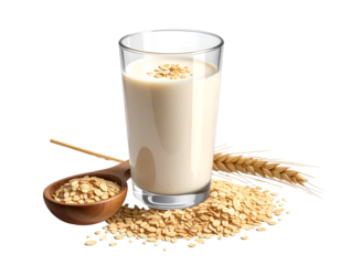 glass of oat milk isolated on transparent png