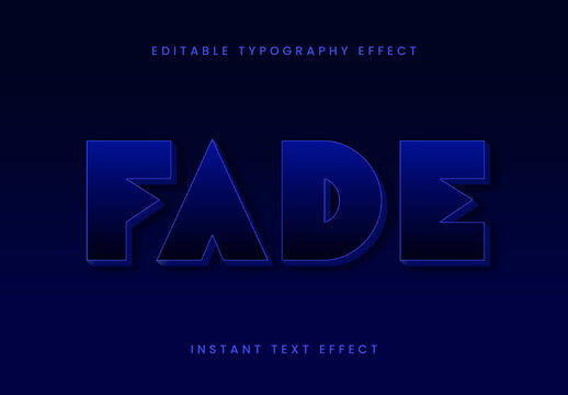 Dark Blue 3D Shadow Text Effect Depth Bold Futuristic Font