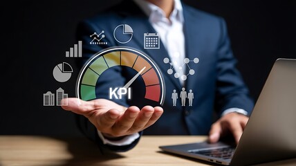 KPI Dashboard with Business Metrics and Performance Indicators Presentation Concept