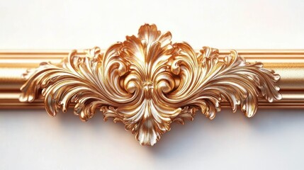 ornate gilded decorative flourish with leaf scrolls on a horizontal gold frame conveying elegance and opulence