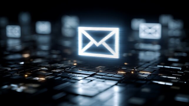 Email Envelope Icon Glowing on Futuristic Circuit Board Technology Concept