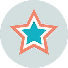Simple Teal and Coral Star Icon with Transparent Background and Circular Outline