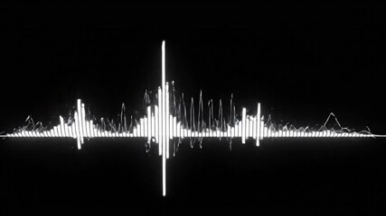 Dynamic audio visualizer loop, abstract sound waves pulsating on black background - Powered by Adobe