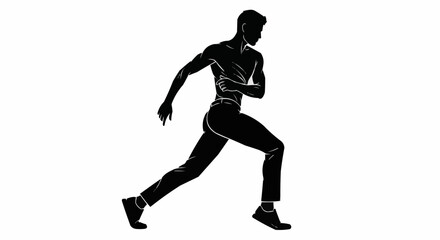 Silhouette of a determined runner in motion, showcasing athleticism and speed.