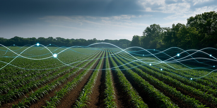 Precision agriculture techniques for climate adaptation in agricultural fields innovative technology rural environment aerial view