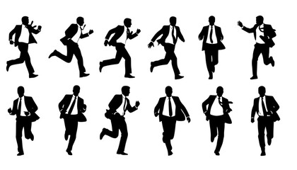 Naklejka premium Business man run vector silhouette 