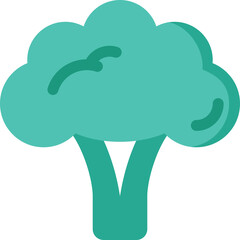 Simple Teal Broccoli Icon Isolated on Transparent Background Healthy Food Ingredient For Cooking And Nutrition Visuals