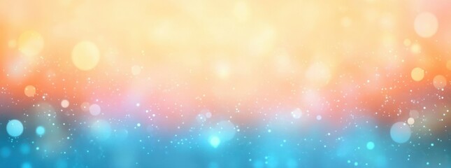 Abstract soft glowing bokeh lights with warm orange top and cool blue bottom gradient background