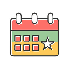 Fototapeta premium Special Event Calendar Icon: Important Date, Favorite Day, and Star Marked Schedule Graphic