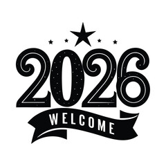 2026 Welcome Celebration Design on White Background