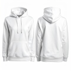 Blank white hoodie, front and back views (6)