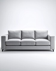 Light gray three-seater sofa against a plain white background.  Modern, minimalist style with simple lines and dark-toned legs.  The upholstery appears smooth and plush