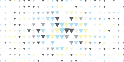 Abstract geometric background with a pattern of small, colorful downward-pointing triangles on a white backdrop.