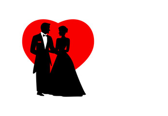 silhouette of bride and groom
