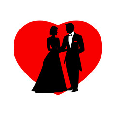 silhouette of bride and groom