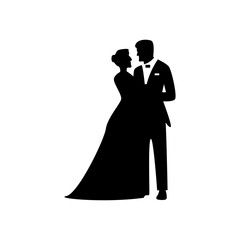 Wedding couple. Silhouette of bride and groom. Vector illustration