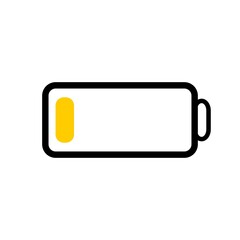 Colorful battery level indicator icon 0% charge