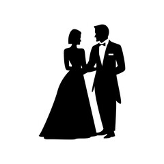 silhouette of bride and groom