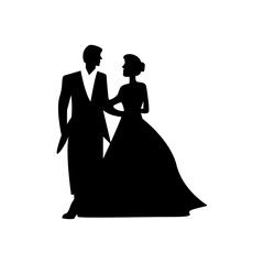 silhouette of bride and groom