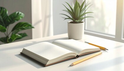 ノートと鉛筆が並ぶ静かな作業空間｜創作・学び・背景・教育に使える高解像度イメージ
