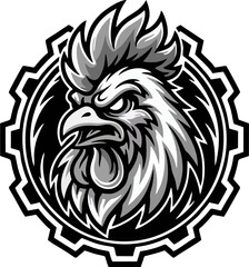 Fierce Chicken Head Logo Vector
