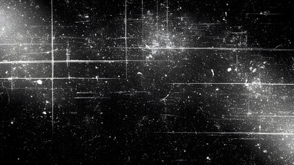 Dust and scratch design. Vintage photo editor overlay. Black grunge abstract background. Copy space.