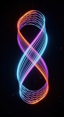 Naklejka premium Glowing neon ribbon forms an infinity shape against a dark background