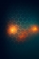 Abstract hexagonal grid with glowing orange light streaks