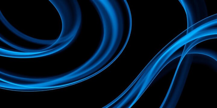 Abstract swirling blue curves on a dark background,  magical,  teal