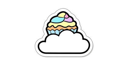 Sweet cupcake on cloud offers space for your branding or messages, perfect for celebrations