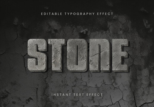 Gray And Black 3D Stone Text Effect Cement Bold Texture Font