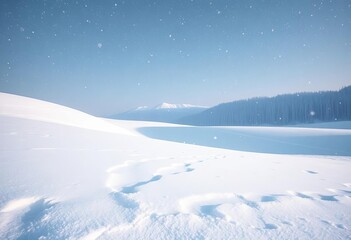 Softly falling snow blankets a pristine, untouched landscape , snow, backdrop