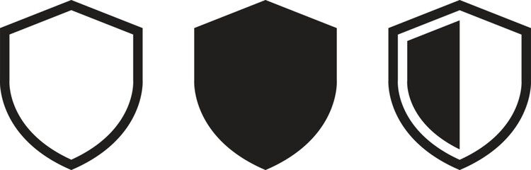 Shield Icon set. Protect shield security line icons. Badge quality symbol, sign, logo or emblem. Сryptocurrency protection sign. Crypto currency security web button. Interface design element.