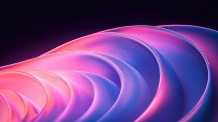 Smooth flowing abstract curves in vibrant pink, purple, and blue gradient with glossy texture creating a dynamic and futuristic visual effect