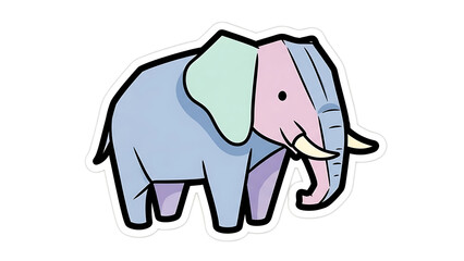 Cute pastel elephant illustration, vibrant colors, perfect for children's designs and educational use