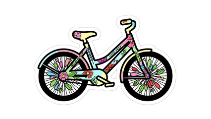 Fototapeta premium Ride into summer with this vibrant floral bicycle, perfect for adding a pop of color design