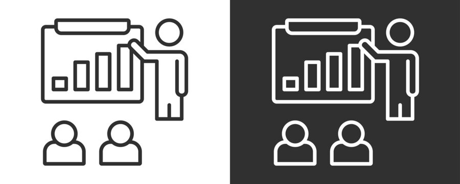 Presentation Icon Set Vector Collection Isolated In Black And White