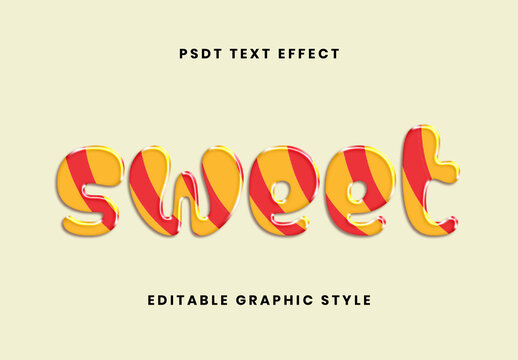 Red And White Candy Plastic 3D Text Effect Candy Striped Cartoon Font